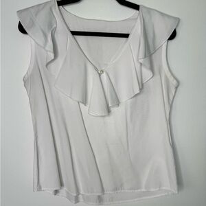 Vintage handmade ruffle collar pearl tank